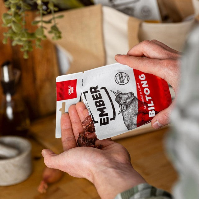 Ember chilli flavour beef biltong 25g - British product