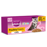 M&S Whiskas Kitten Poultry Feasts in Jelly Wet Cat Food Pouches 40 x 85g- Buy online at McGrocer