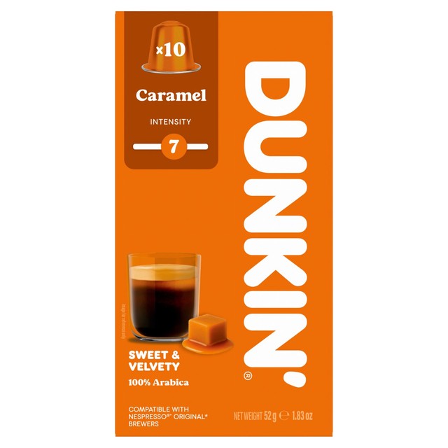 Dunkin caramel coffee pods, imported from the UK