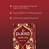 Pukka Herbs vanilla chai herbal tea bags 20 pack, imported from the UK