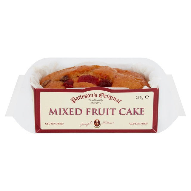 Patteson's gluten free mixed fruit loaf cake 285g, imported from the UK