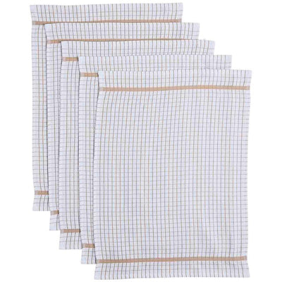 M&S M&S Checked Terry Tea Towels, Neutral - Set of 5- Buy online at McGrocer