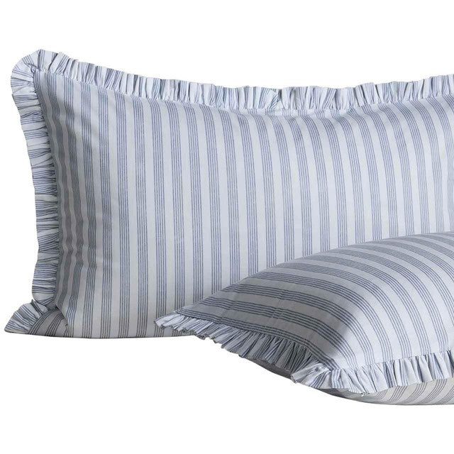 M&S striped ruffle bedding super king blue mix - British product