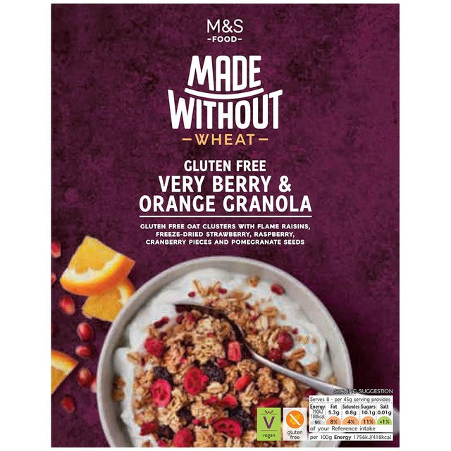 M&S Very Berry & Orange granola 360g, imported from the UK