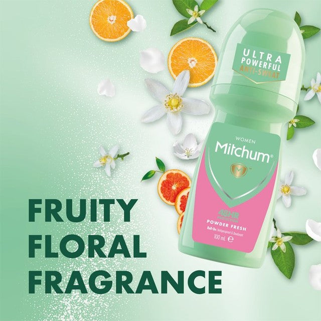 Mitchum Powder Fresh Anti-Perspirant Deodorant Roll-On 100ml, imported from the UK
