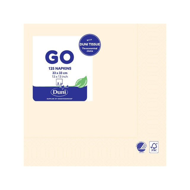 Duni cream compostable paper napkins 125 pack - British product
