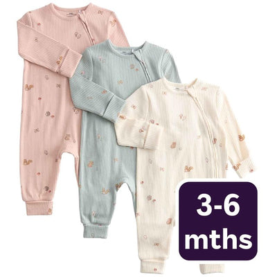 M&S Mädchen Baumwolle Reichlich Wald Print Schlafanzüge Elfenbein Baby Schlafanzüge 3-6 M