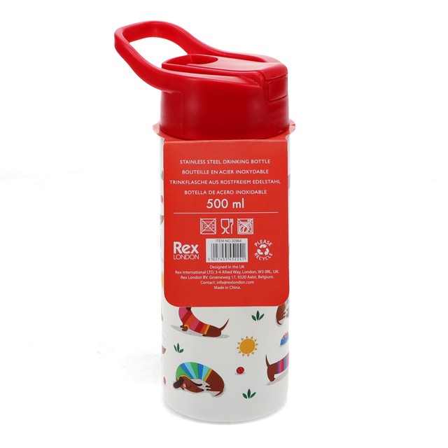 Rex London water bottle 500ml sausage dog design (British brand)