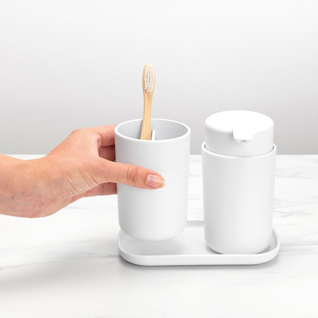 Brabantia white bathroom accessory set of 3 - British product