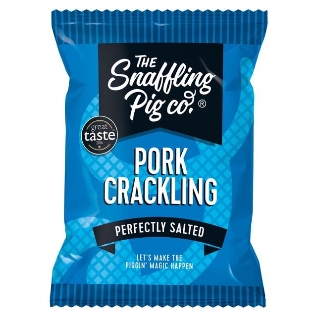Snaffling Pig perfectly salted pork crackling 40g packets (British brand)