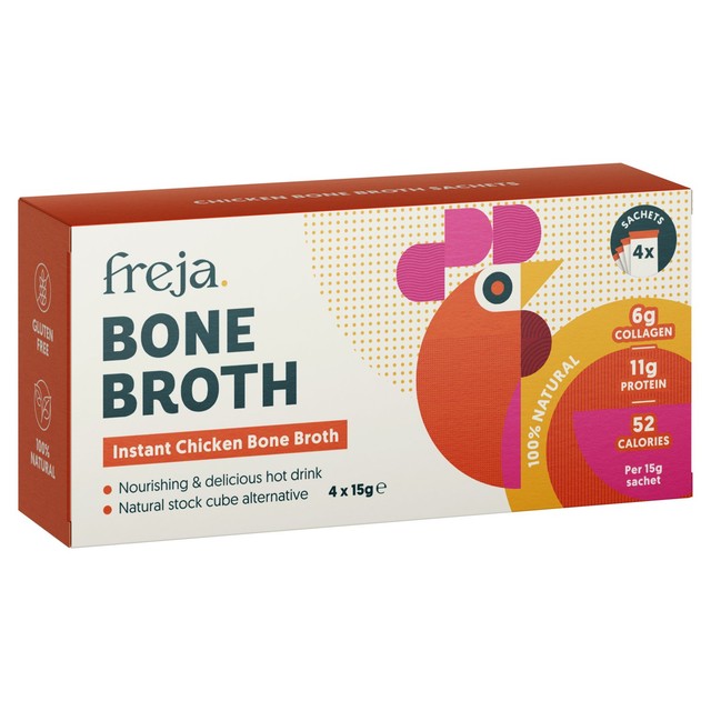 Freja Chicken Instant Bone Broth 4 x 15g sachets - British product