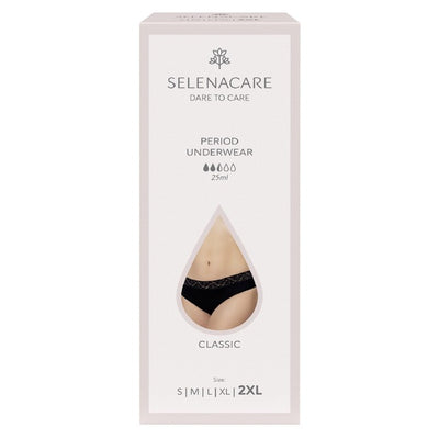 Selenacare Menstruationsunterwäsche Classic Black Wiederverwendbare Periodenunterwäsche Größe 2XL
