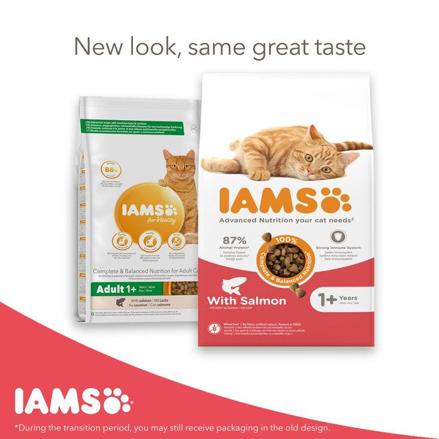 IAMS Adult Dry Cat Food Salmon 3kg, UK version