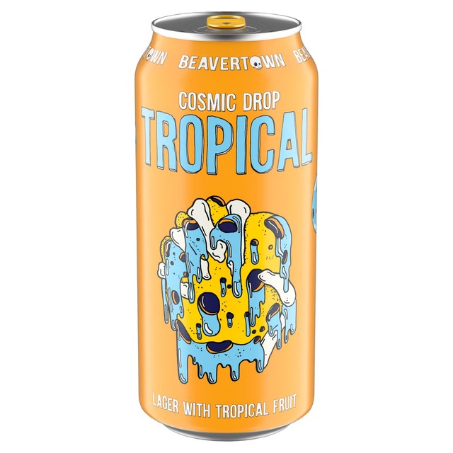Beavertown Cosmic Drop Tropical lager 440ml, imported from the UK
