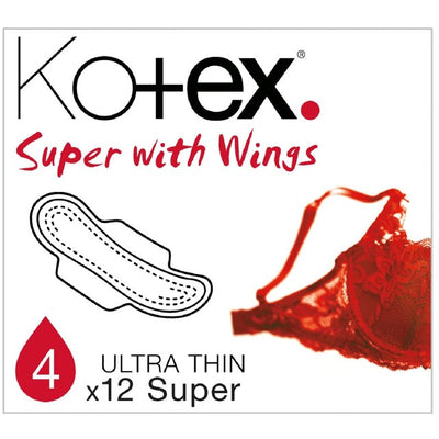 M&S Kotex Ultra Thin Pads Super with Wings Sanitary Towels 12 Pack- Buy online at McGrocer