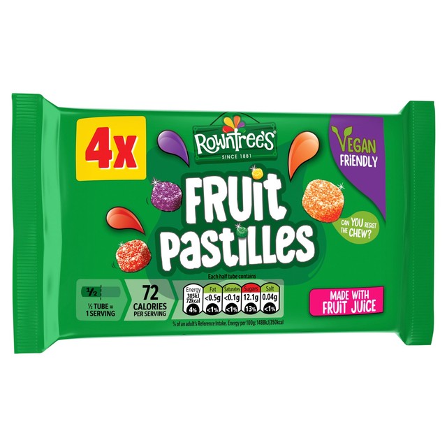 Rowntree's Fruit Pastilles Tube Multipack 4 x 42g, imported from the UK