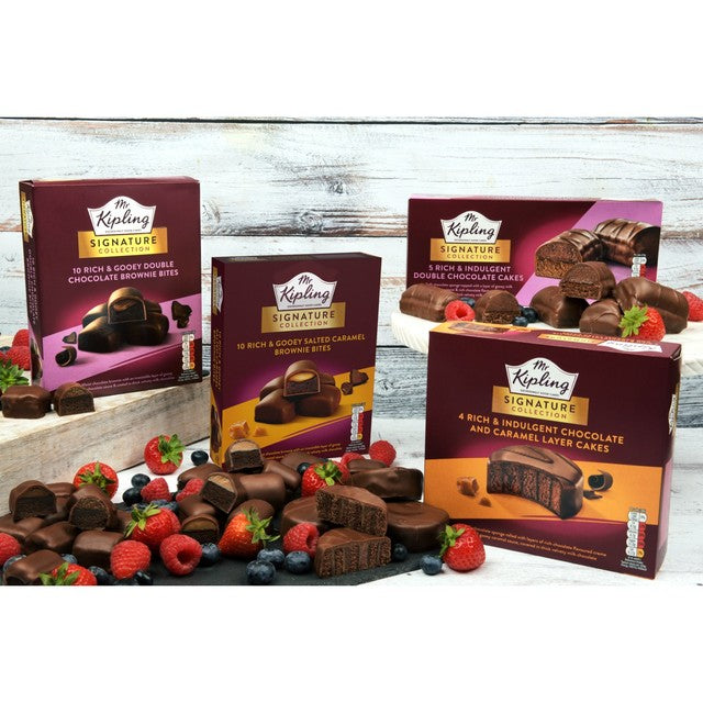 Mr Kipling Double Chocolate Brownie Bites 10 Pack, imported from the UK