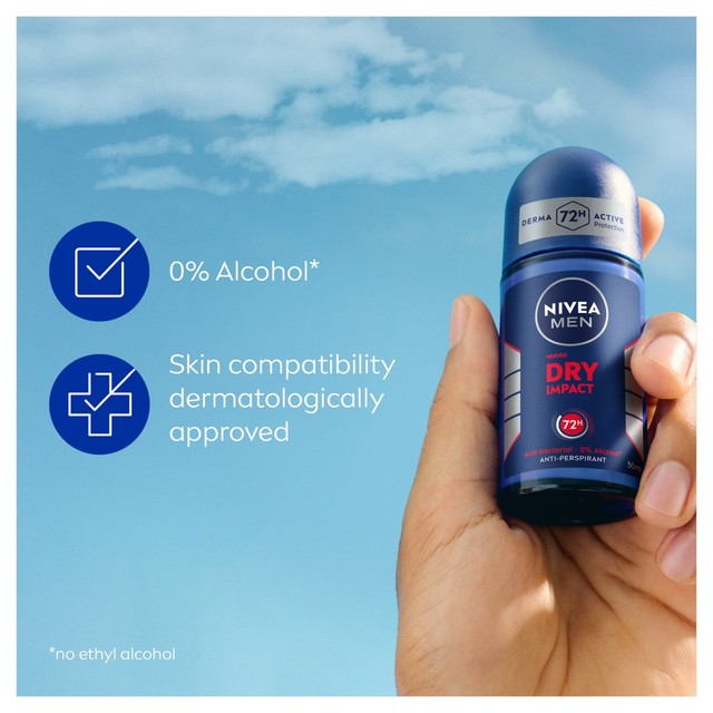 Nivea Dry Impact Anti-Perspirant Deodorant Roll-On 50ml, imported from the UK
