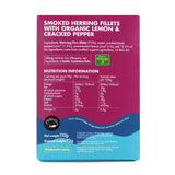 Fish4Ever smoked Scottish herring with organic lemon and cracked pepper, imported from the UK
