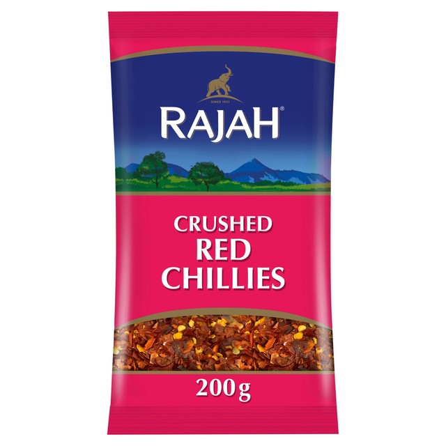 Rajah crushed red chillies 200g, imported from the UK