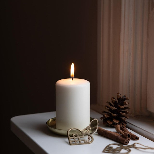 Liljeholmens pressed pillar stearin candle cream 68x100mm (British brand)