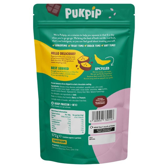 Pukpip banana bites dipped in dark chocolate 172g, imported from the UK