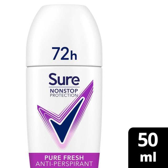 Sure women's anti-perspirant deodorant roll-on Pure Fresh 50ml (British brand)