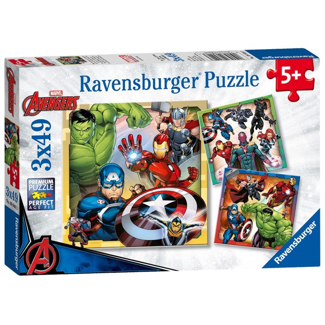 Ravensburger Marvel Avengers 3 Pack 49 Piece Puzzle, imported from the UK