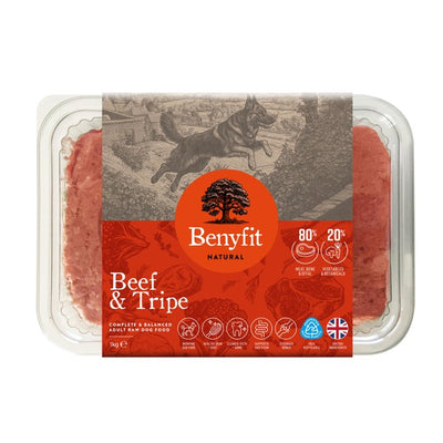 M&S Benyfit Natural Beef & Tripe Complete Raw Dog Food 1kg- Buy online at McGrocer