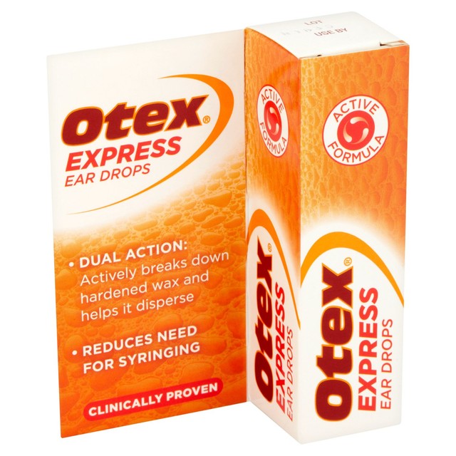 Otex Express eardrops 10ml, imported from the UK
