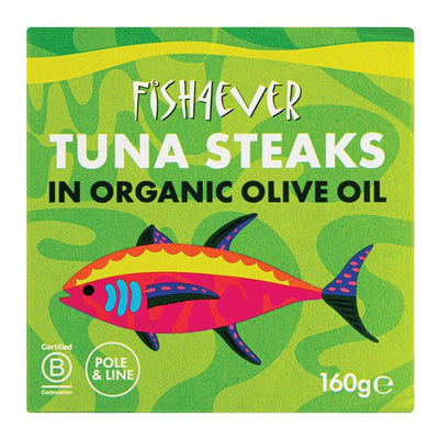 Steaks de Thon Listao des Açores Fish 4 Ever à l'Huile d'Olive Thon en Conserve 160g