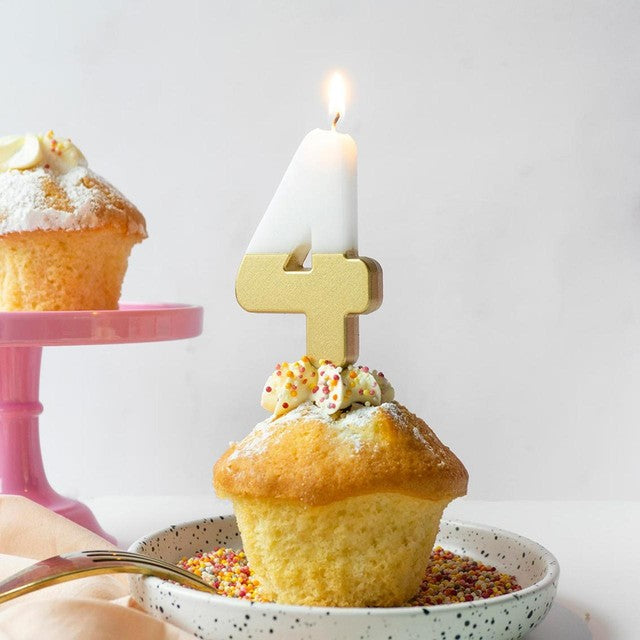 Talking Tables Large Gold Number 4 Candle (British brand)