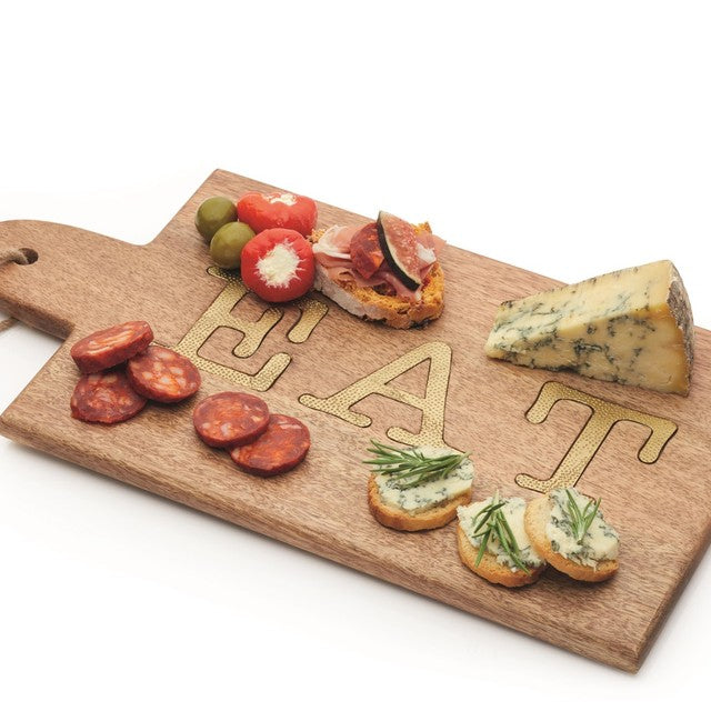 Artesa mango wood serving board with EAT lettering 38x20cm - British product