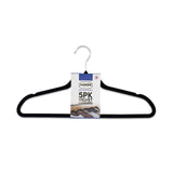 M&S Addis Non Slip Velvet Hangers with Swivel Hook Black Clothes Hangers 5pk- Buy online at McGrocer