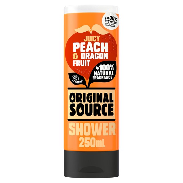 Original Source peach and dragonfruit shower gel 250ml, imported from the UK
