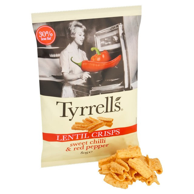 Tyrrells Lentil Sharing Crisps Sweet Chilli & Red Pepper 80g (British brand)