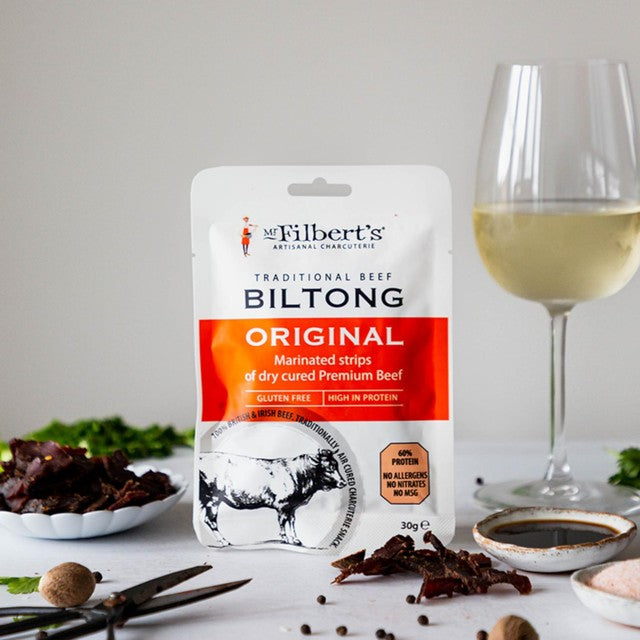 Mr Filbert's beef biltong original 25g, imported from the UK