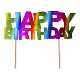 Anniversary House rainbow foil cake topper, imported from the UK