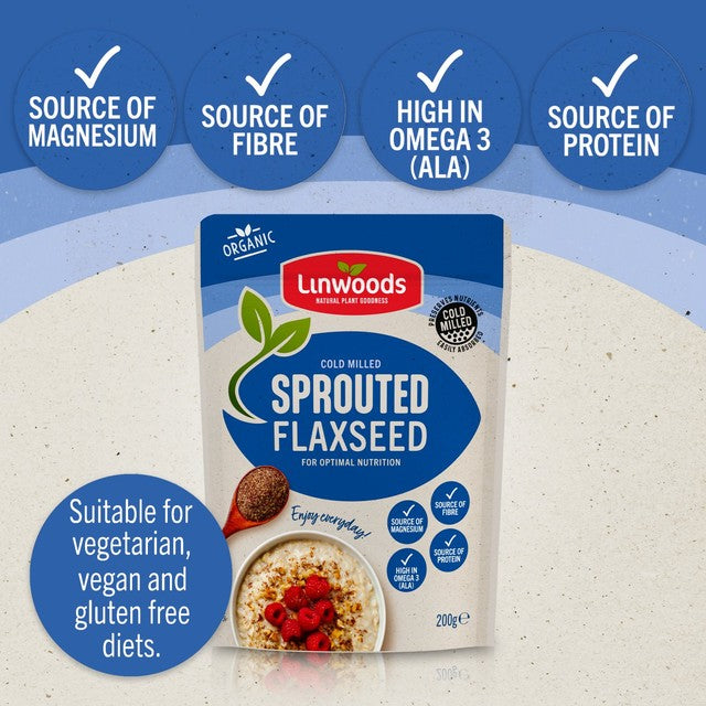 Linwoods Milled Organic Sprouted Flaxseed 200g, UK version