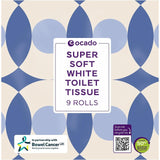 Ocado super soft white toilet tissue 9 rolls, imported from the UK