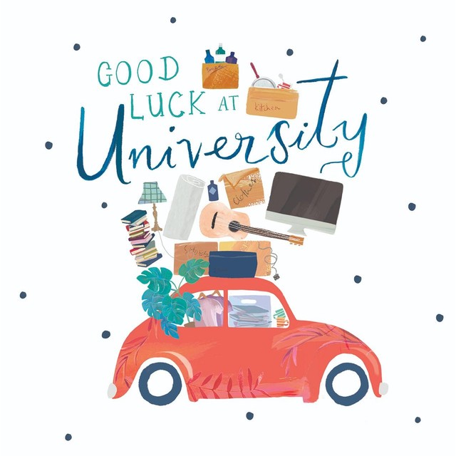 Woodmansterne Good Luck At University greeting card 16.7 x 16.6cm, UK version