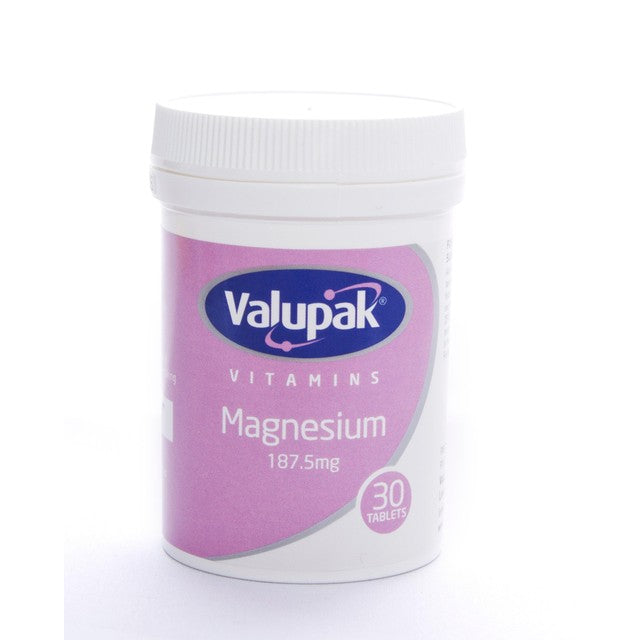 Valupak Magnesium Tablets 187.5mg 30 pack (British brand)