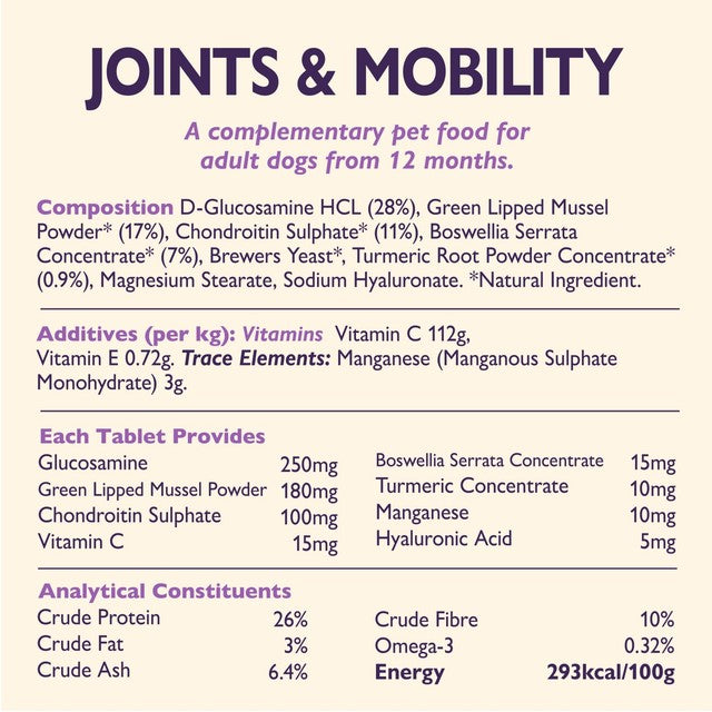 Lily's Kitchen joint supplement 60 tablets, imported from the UK