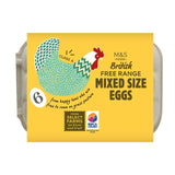 M&S free range mixed size eggs 6 pack, imported from the UK