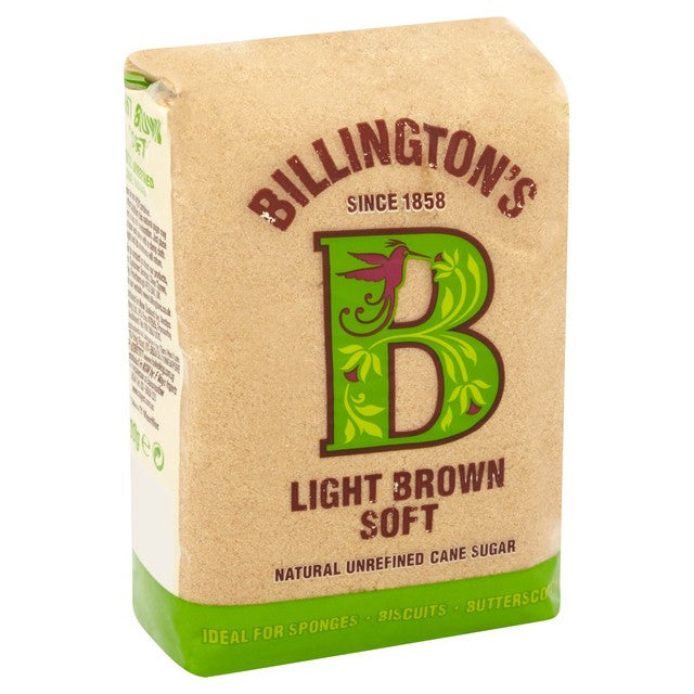 Billington's light brown soft sugar, imported from the UK