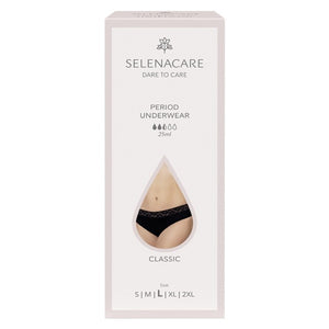 Selenacare Menstrual Undies Classic Black Washable Period Underwear Size L