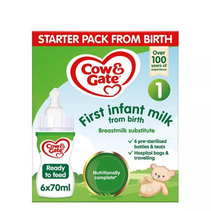 Cow & Gate First Infant Milk Formula From Birth 6 x 70ml Starter Pack