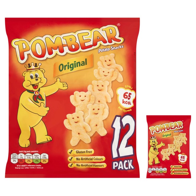 Pom-Bear Original multipack crisps, imported from the UK