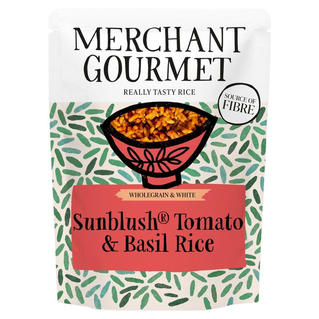 Merchant Gourmet SunBlush Tomato and Basil microwave rice 250g, imported from the UK