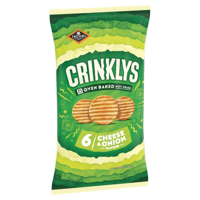 Jacob's Crinkly's cheese and onion flavour baked snack biscuits multipack, UK version